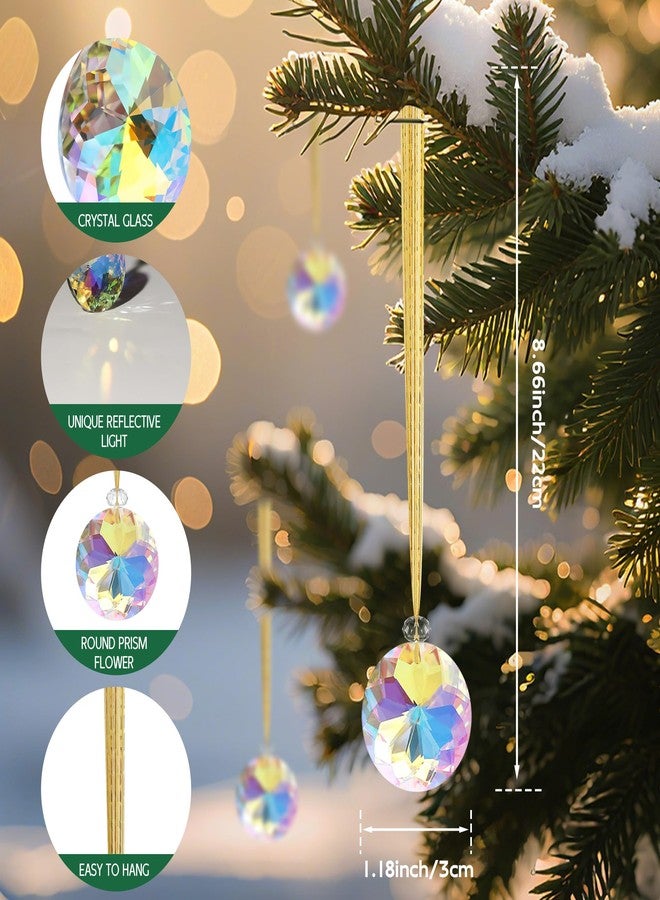 JOHUNT 12Pcs Crystal Christmas Ornaments, 1.18" Mini Round Prism Ball Christmas Tree Decorations, Iridescent Christmas Ornaments for Holiday, Party, Wedding Home Decor - Image 3